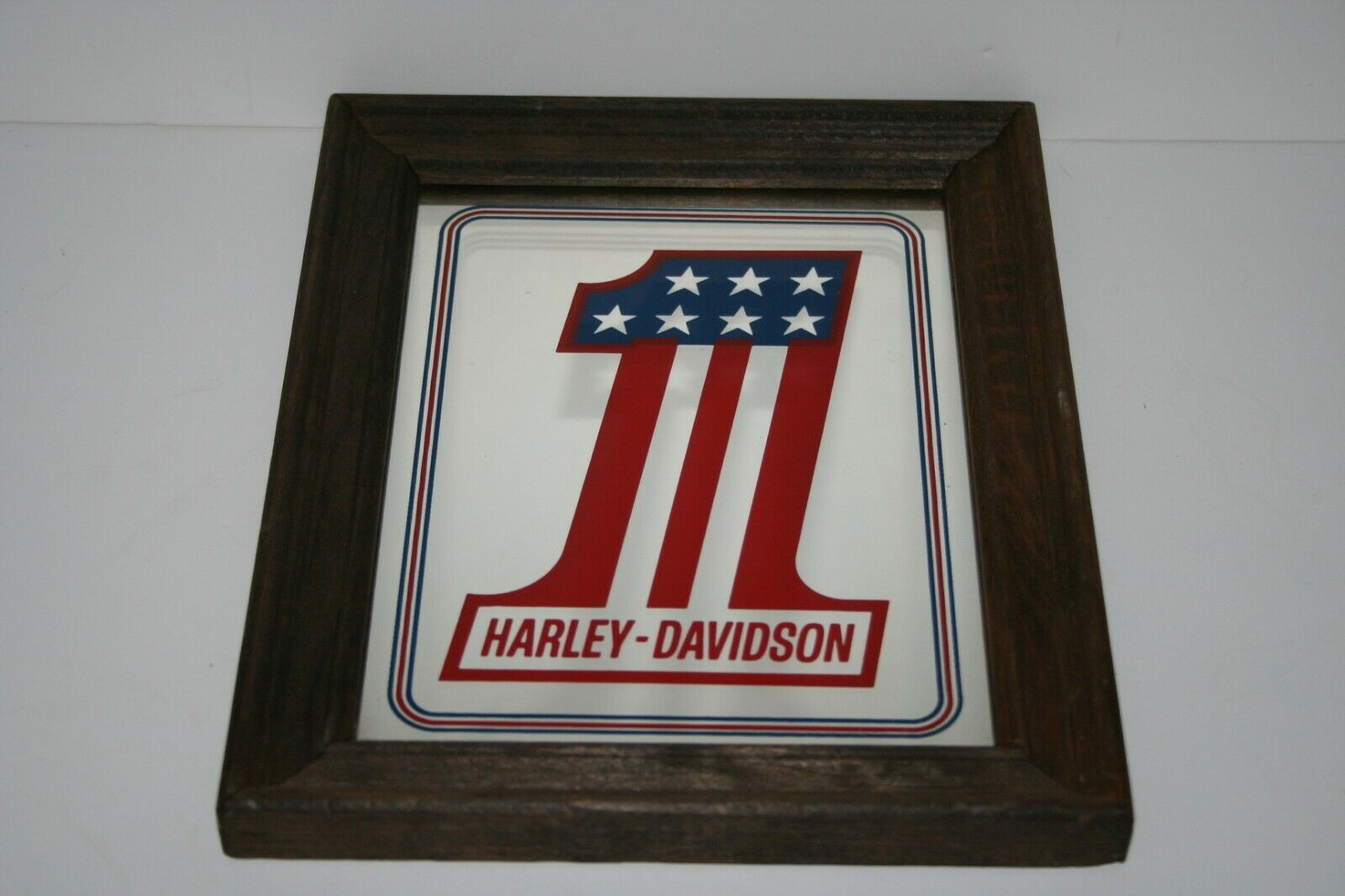 Vintage Harley Davidson Red White And Blue Number One Wall Mirror